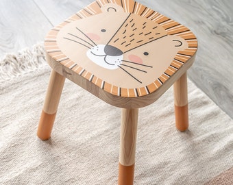 Jungle Theme Decals for Ikea Flisat Stool: Giraffe, Tiger, Hippo, Monkey or  Lion Unique Children’s Decor - Main Image