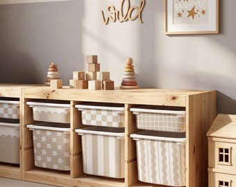 IKEA Trofast Box Stickers | Beige & Natural Vinyl Decals | 12 Mix and Match Patterns | Neutral Nursery | Easy Peel Drawer Decor