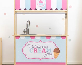 IKEA DUKTIG Ice Cream Shop Personalized Sticker | Kitchen Custom Decal | Pretend Play Decoration