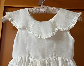 White Organza Girl's Party Dress from 1950s
