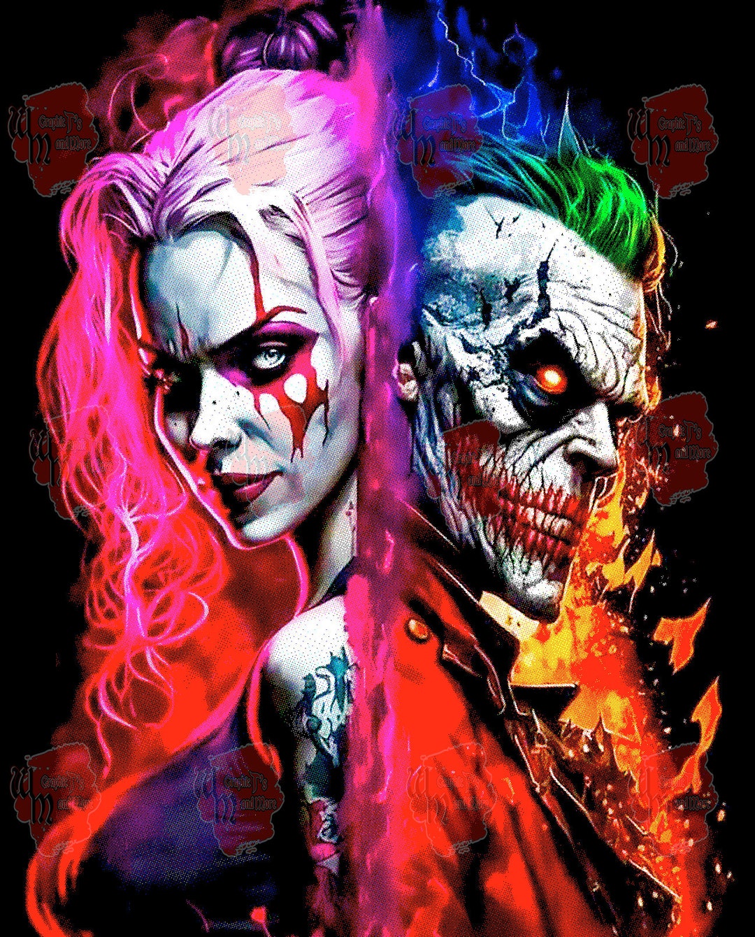 2 - the Joker and Lover Transfer Designs, Joker T Shirt Design, Dtf ...