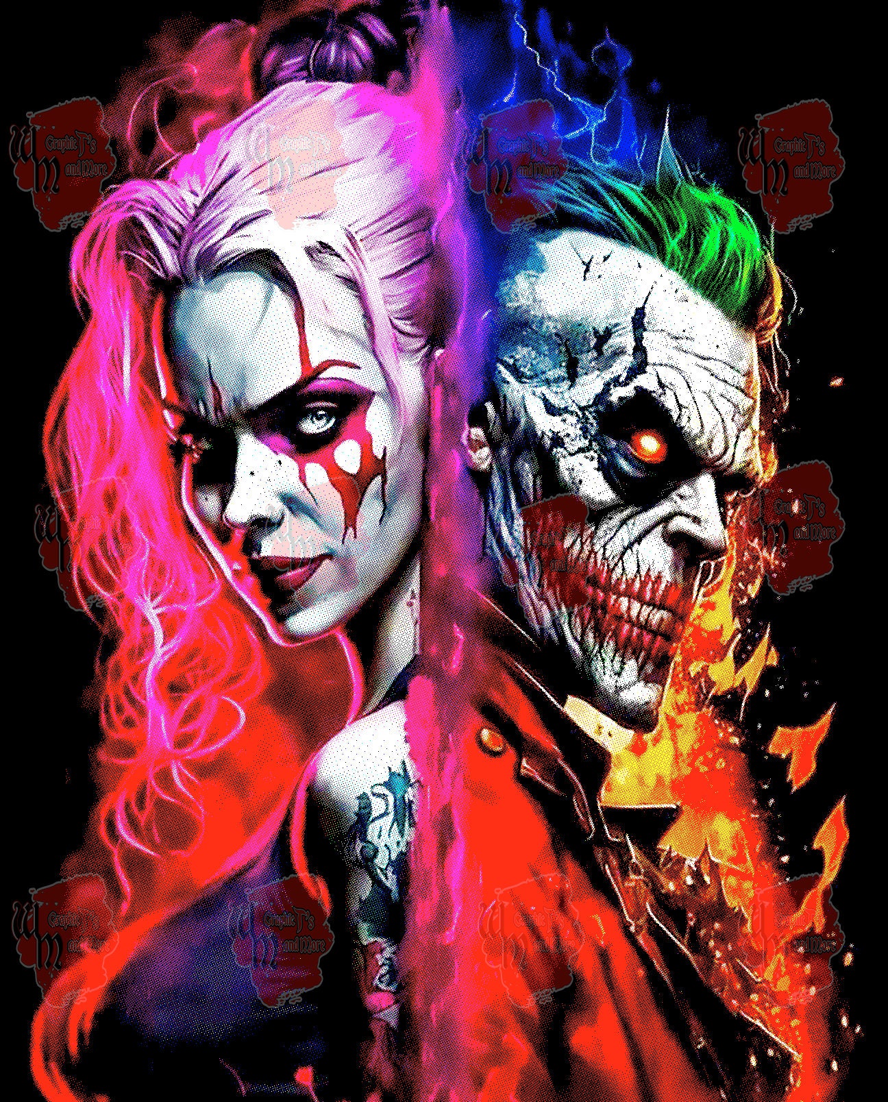 2 - the Joker and Lover Transfer Designs, Joker T Shirt Design 