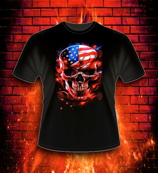 Maglietta Uomo American Skull - Teschio Americano Biker USA - Taglia XL