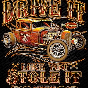 Old School Hot Rod Halftone design for black shirt, Muscle cars, Hot Rod, Dtf design, Car designs et Rat Rod design
