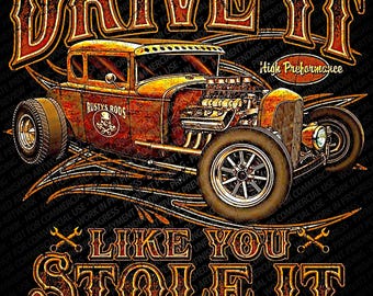 Old School Hot Rod Halftone design for black shirt, Muscle cars, Hot Rod, Dtf design, car designs, Rat Rod  design