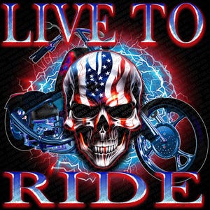 Live to Ride SKULL, Biker design,  transparent PNG design   ,  motorcycle transfer, dtf transfer, biker designs, sublimation