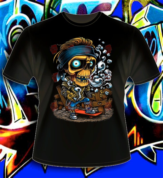 Skeleton Skateboarding, Halftone Png for Black Shirt