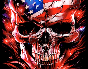 American flag Skull, Halftone design for black shirt, Biker design, Skull Design, PNG Transparent file