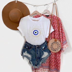Evil Eye Shirt, Good Vibes Only, Protection, Energy Cleansing, Graphic Tee, Spiritual Shirt, Mystical Trendy, Celestial Shirt, Turkish Eye