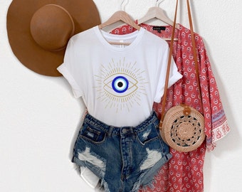 Evil Eye Shirt, Good Vibes Only, Protection, Energy Cleansing, Graphic Tee, Spiritual Shirt, Mystical Trendy, Celestial Shirt, Turkish Eye