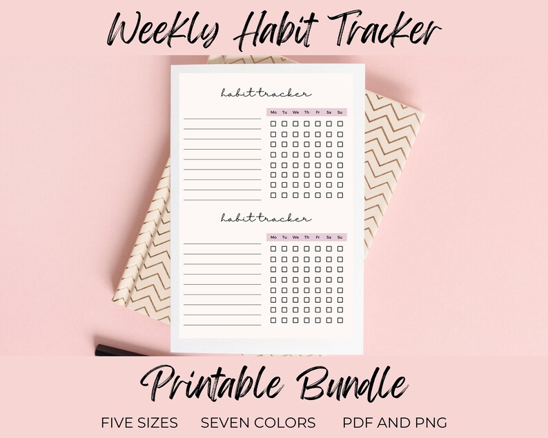 Weekly Habit Tracker Printable, 7 Day Challenge, PDF PNG, Digital ...