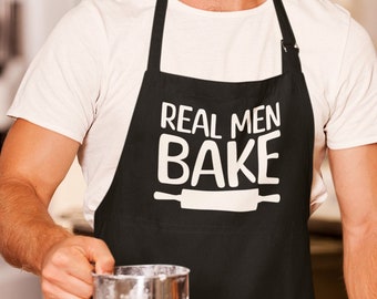 Real Men Bake Apron For Men Baking Husband Gift Guys Gift for Dad Baking Apron Man Who Bakes Gift For Him Baking Cookies Crew Funny Apron