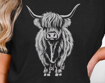 Highland Cow Shirt, Cute Highland Cow Hoodie, Unique Highland Cow Sweatshirt, Highland Cow Gift, Cozy Cow Print Apparel
