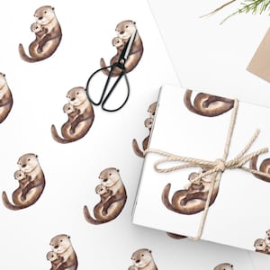 Otter wrapping paper Otter gift wrap cute otters water color christmas birthday cute gift wrapping paper sea otters otter birthday children