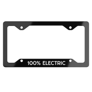 EV License Plate Frame Metal 100% Electric Vehicle Electric Car Black Aluminum Cover EV Funny Auto Holder plug in charging climate change