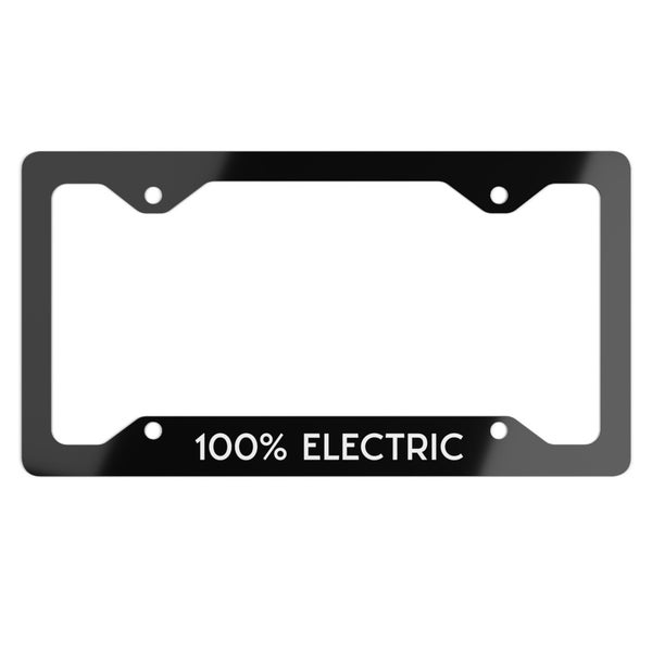 EV License Plate Frame Metal 100% Electric Vehicle Electric Car Black Aluminum Cover EV Funny Auto Holder plug in charging climate change