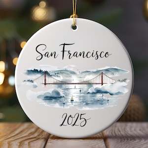 San Francisco Ornament Family Vacation Honeymoon Wedding Golden Gate Bridge Ornament, 2025 Souvenir Ornament, Travel Keepsake Holiday Decor