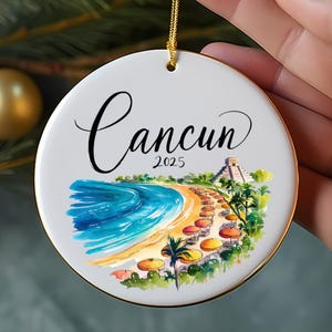 Adornos navideños de Cancún 2025 Destino de bodas y luna de miel Adornos para vacaciones familiares Regalos de recuerdo de viaje únicos Playa