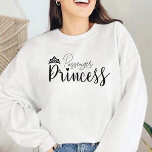 Passenger Princess Sweatshirt Gift for Girlfriend Car Girl Crewneck Funny Womens Birthday Christmas Present for Wife Fiance Gift Iced Coffee