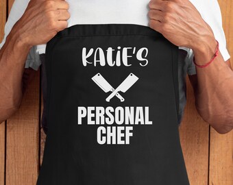 Personalized Chef Apron Custom Name BBQ Gift for Husband Barbecue Boyfriend Birthday Present Dad Funny Personalized Apron Christmas Wedding