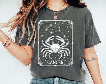 Zodiac Sign T-Shirt, Cancer Star Sign Shirt, Astrology Gift, Horoscope Shirt, Constellation T-Shirt, Celestial Tee, Birthday Gift Idea