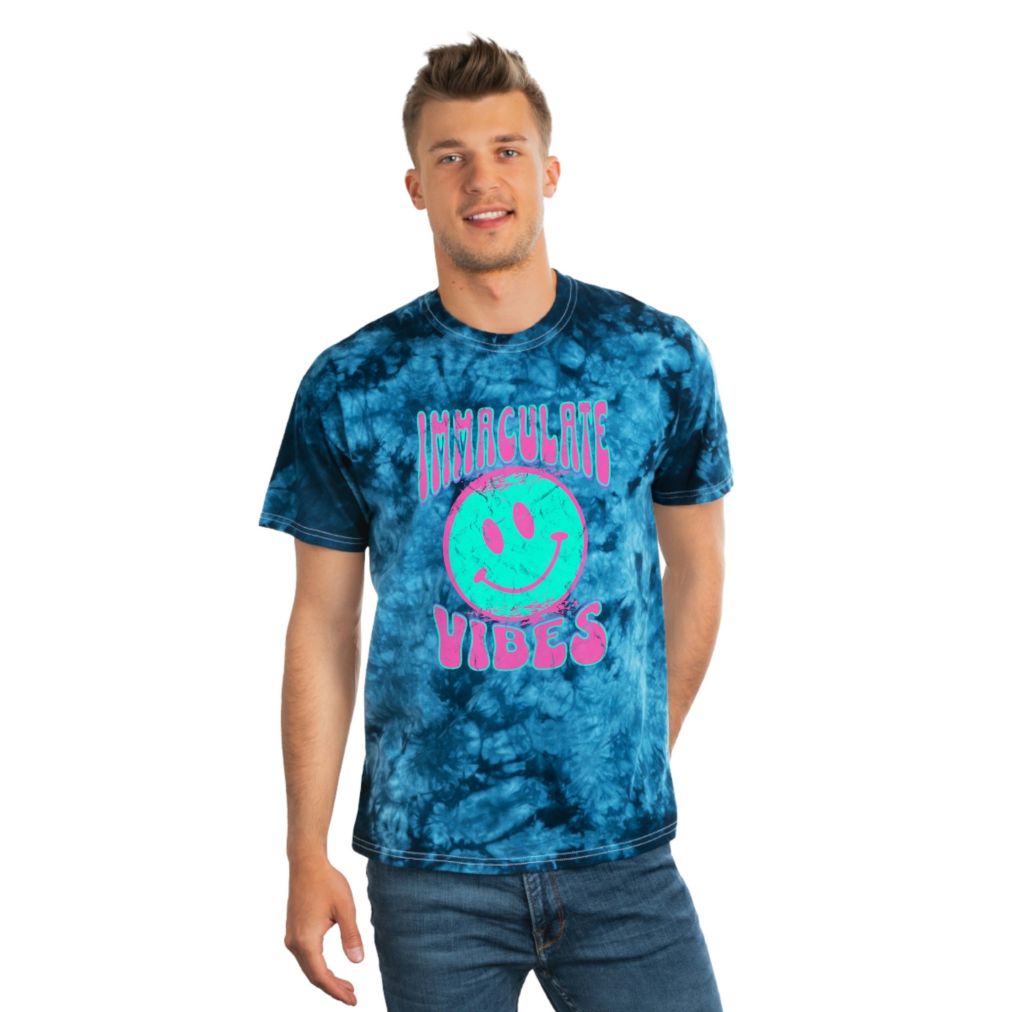 Tie Dye Immaculate Vibes Happy Face T Shirt I Good Vibes Shirt Positive