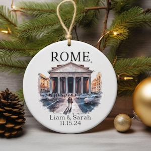 Rome Ornament Vacation Personalized 2024 Wedding Roma Italy Trip Honeymoon Custom Gift Christmas Tree Anniversary Present 2025 Family