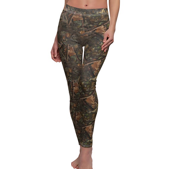 Leggings de camuflaje, pantalones de yoga verde bosque, cintura