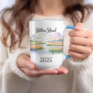 Tazza Hilton Head, souvenir delle vacanze, regalo per la luna di miele, tazza acquerello, tazza personalizzata, Hilton Head Island, tazza personalizzata, viaggio in famiglia