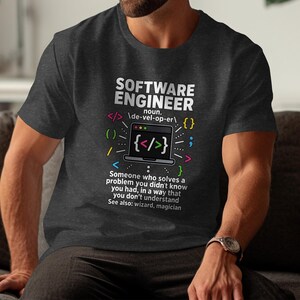 Software Engineer definition with laptop and code graphics, quote included.
