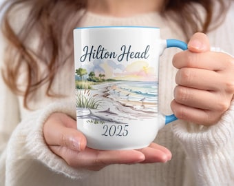 Hilton Head Becher, Strandbecher, Urlaubsbecher, Hochzeitsbecher, Flitterwochenbecher, Familienurlaubsbecher, anpassbarer Becher, Hilton Head 2025