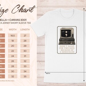White t-shirt with vintage computer graphic and text "Didn't sleep for two days because of a semicolon".