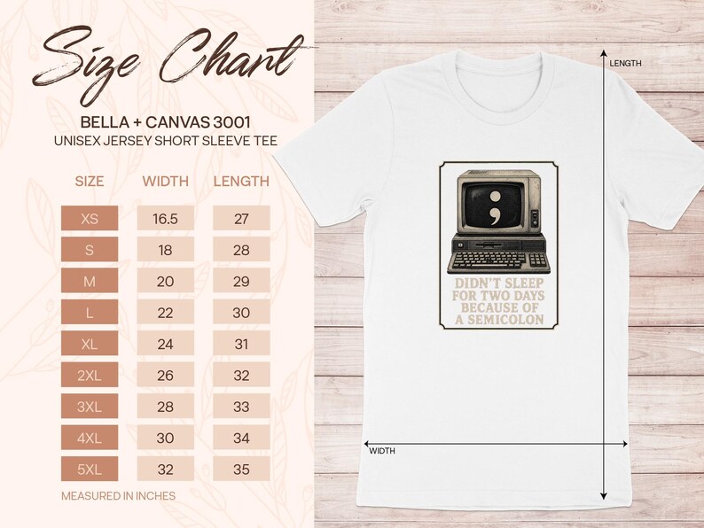 White t-shirt with vintage computer graphic and text "Didn't sleep for two days because of a semicolon".