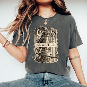 Girl Will Witch Halloween Funny Feminist Basic Vintage T-Shirt