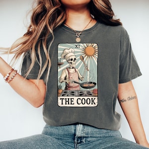 The Cook Tarot Card T-Shirts,Sweatshirts,Hoodies, Chef Skeleton Art, Funny Tarot, Humor Gift, Unique Apparel, Occult, Kitchen