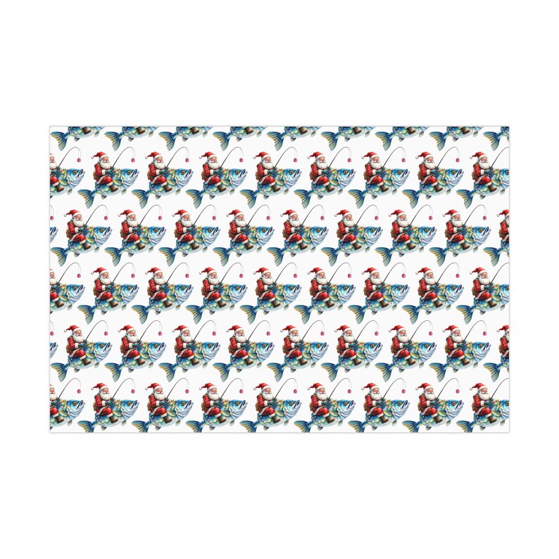 Fish Christmas Wrapping Paper Roll - Funny Fishing Animal Gift Wrap Roll for Holiday, Eco-Friendly Present Idea, Festive Glossy Design image 6