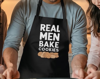 Real Men Bake Cookies Apron For Men Baking Husband Gift Guys Gift for Dad Kitchen Man Who Bakes Gift For Him Baking Cookies Crew Funny Apron