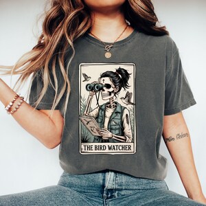 T-shirts pour carte de tarot d'observateur d'oiseaux, sweat-shirts, sweats à capuche, conception de squelette d'observation d'oiseaux, vêtements gothiques pour amoureux de la nature, vêtements de carte de la mort
