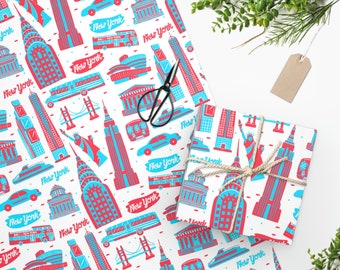 NYC Wrapping Paper Gift Wrap Birthday Wrapping Paper Rolls Baby Shower Kids Birthday ideas cute gift wrap new york city design fathers day