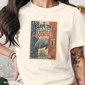 Funny Floaty Potatoe Manatee Save Sea Animal Coffee T-Shirt