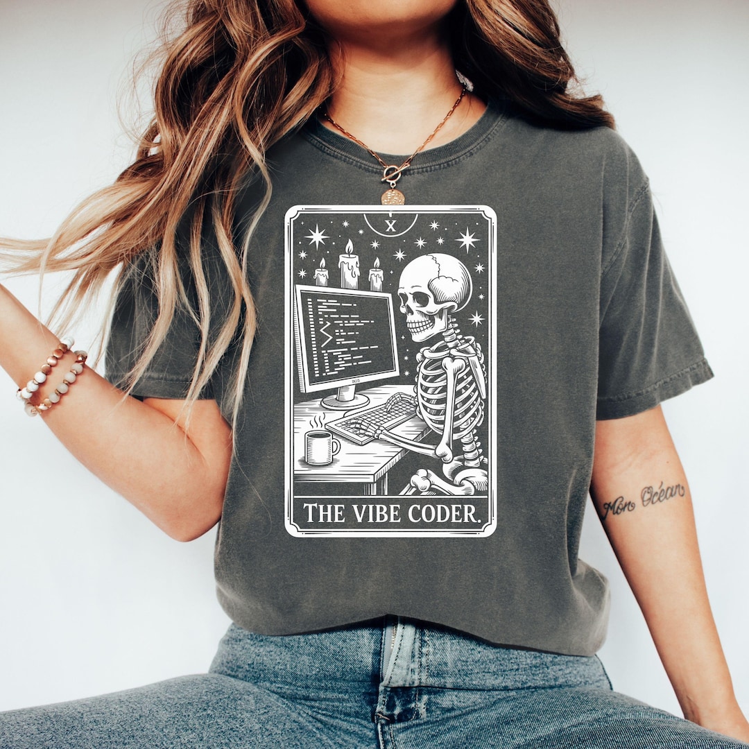 Vibe Coder Skeleton Programmer T-shirt | Funny Coding Tee for ...