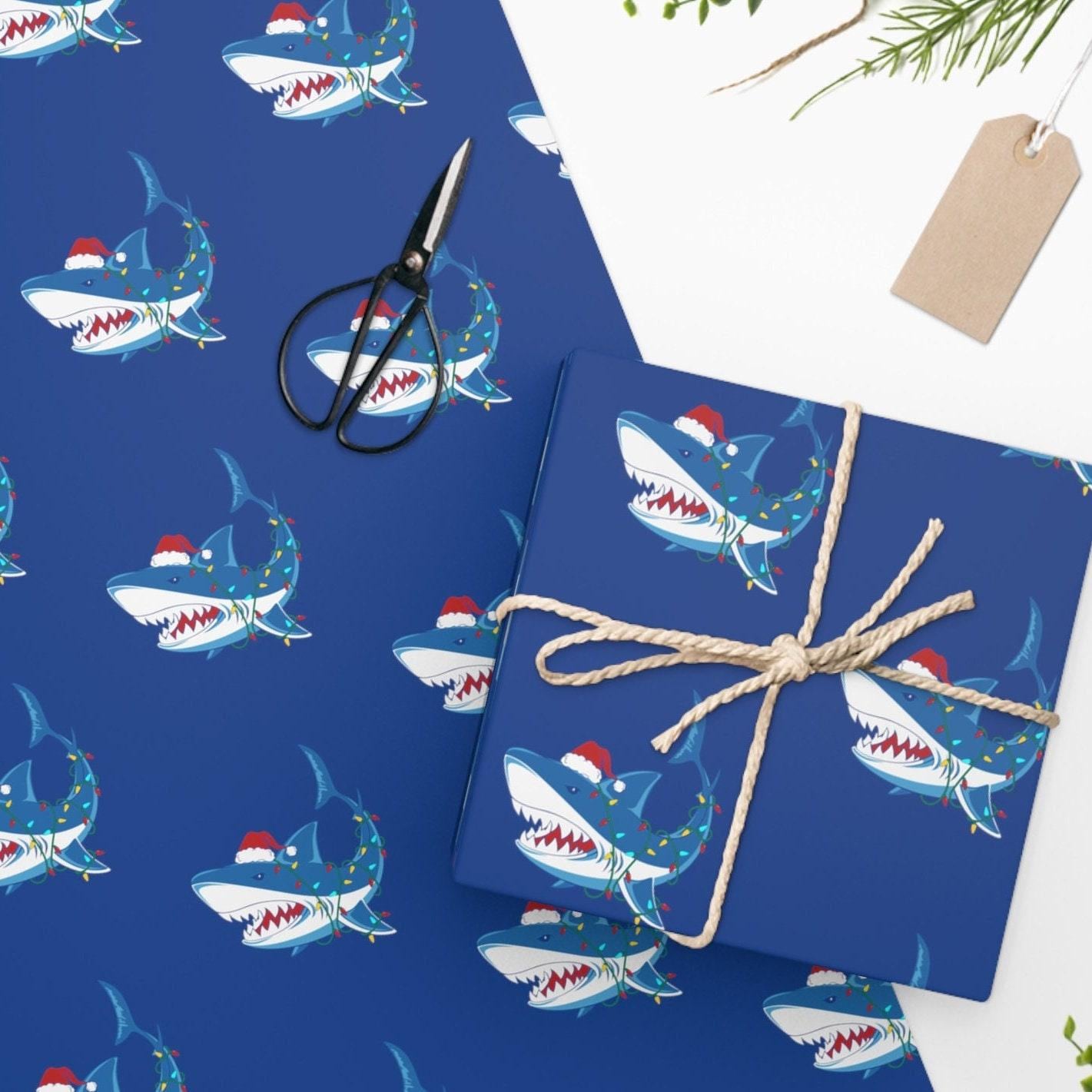 Great White Shark Gift Wrap Paper Roll - Realistic Shark Design Wrapping Paper 30x72 Inches