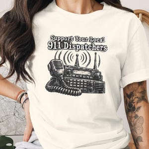 911 Dispatcher American Flag Back Small Thin Gold Retired T-Shirt