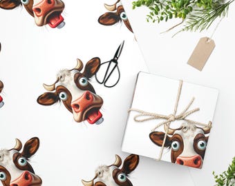 Cow Funny Wrapping Paper I Christmas gift wrap highland cow print birthday wrapping farm wrapping paper wrapping paper rolls lol farm animal