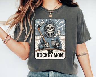 Hockey Mom Tarot Card T-Shirts, Sweatshirts, Hoodies, Funny Skeleton Graphic, Winter Sports Apparel, Ice Hockey Lover Gift