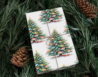 Fish Christmas Wrapping Paper Roll - Funny Fishing Animal Gift Wrap Roll for Holiday, Eco-Friendly Present Idea, Festive Glossy Design