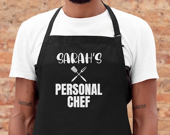 Personalized Chef Apron Custom Name BBQ Gift for Husband Barbecue Boyfriend Birthday Present Dad Funny Personalized Apron Christmas Wedding
