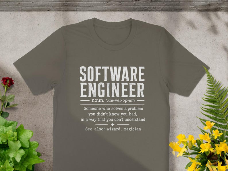 Software Engineer definition t-shirt with text.