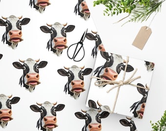 Cow funny wrapping paper I Christmas gift wrap highland cow print birthday wrapping farm wrapping paper wrapping paper rolls lol farm animal