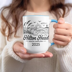 Tazza Hilton Head, Carolina del Sud, Tazza per le vacanze, Regalo per viaggio in famiglia, Tazza con faro, Regalo di nozze, Luna di miele, Tazza per anniversario, Tazza personalizzata